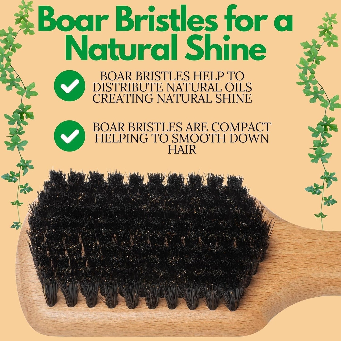 Soft Boar Bristle Slick Back Hair Brush - Hairbrush for Smoothing, Fades, Beards, 360 Waves to Style, Polish, & Lay down Hair to Create a Sleek Ponytail Bun Hairstyle for Women & Men