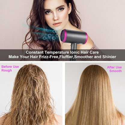 1800W Hair Dryer Professional Salon Anion Hair Dryer with Attachment Diffuser & Nozzles, 2 Speeds Fast Dry with Constant Temperature, Home Use Portable Foldable Hair Dryer