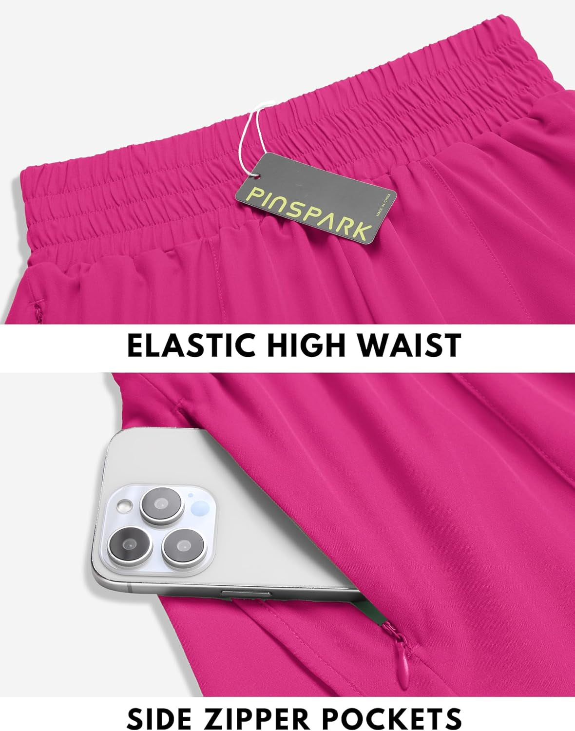 Women'S Athletic Shorts for Gym Workout Running Short with High Waisted Zip Pockets