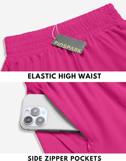 Women'S Athletic Shorts for Gym Workout Running Short with High Waisted Zip Pockets