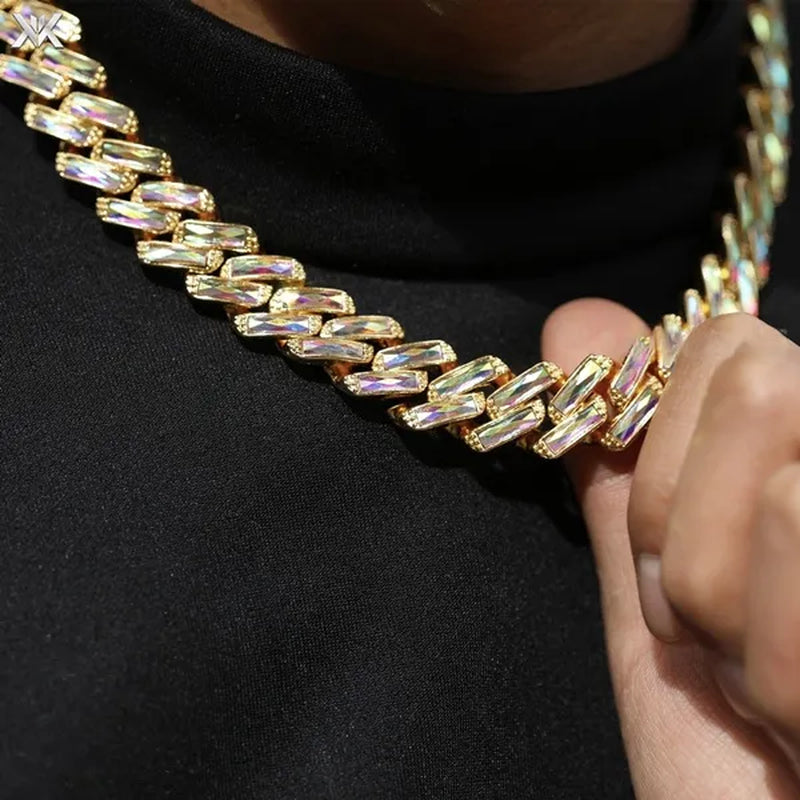 Cuban Link Chain Ice Out Chain Necklace For Men and Women Hip Hop Jewelry
