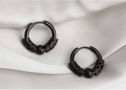 1 Pair Mens Womens Vintage Huggie Hoop Earrings Surgical Stainless Steel 14Mm Hip Hop Punk Earrings Silver Black Hypoallergenic