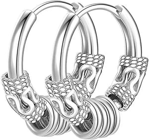 1 Pair Mens Womens Vintage Huggie Hoop Earrings Surgical Stainless Steel 14Mm Hip Hop Punk Earrings Silver Black Hypoallergenic