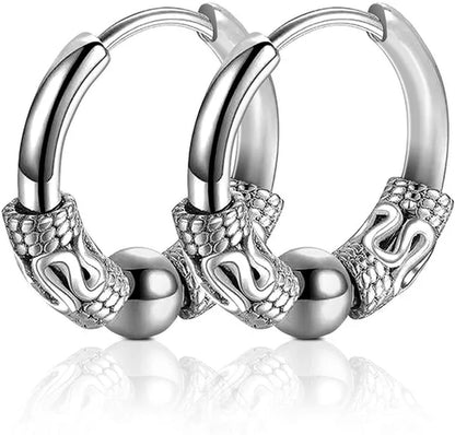 1 Pair Mens Womens Vintage Huggie Hoop Earrings Surgical Stainless Steel 14Mm Hip Hop Punk Earrings Silver Black Hypoallergenic