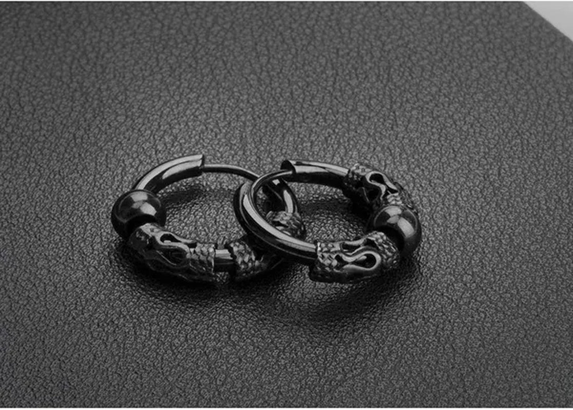 1 Pair Mens Womens Vintage Huggie Hoop Earrings Surgical Stainless Steel 14Mm Hip Hop Punk Earrings Silver Black Hypoallergenic