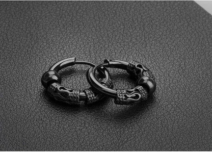 1 Pair Mens Womens Vintage Huggie Hoop Earrings Surgical Stainless Steel 14Mm Hip Hop Punk Earrings Silver Black Hypoallergenic