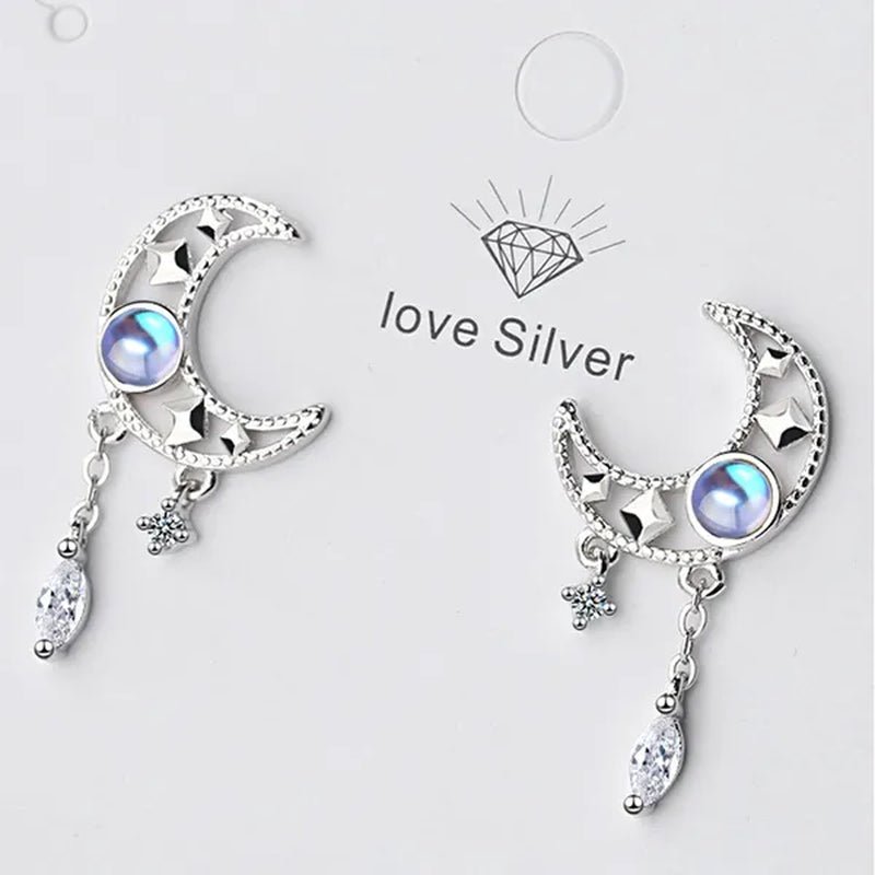 1 Pair Moon Hollow Zircon Crystal Drop Earrings for Women Party Moonstone Earrings Jewelry