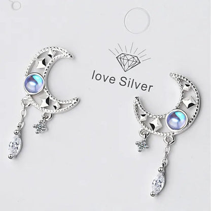 1 Pair Moon Hollow Zircon Crystal Drop Earrings for Women Party Moonstone Earrings Jewelry
