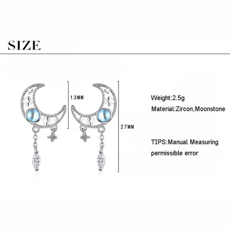 1 Pair Moon Hollow Zircon Crystal Drop Earrings for Women Party Moonstone Earrings Jewelry