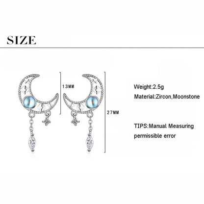 1 Pair Moon Hollow Zircon Crystal Drop Earrings for Women Party Moonstone Earrings Jewelry