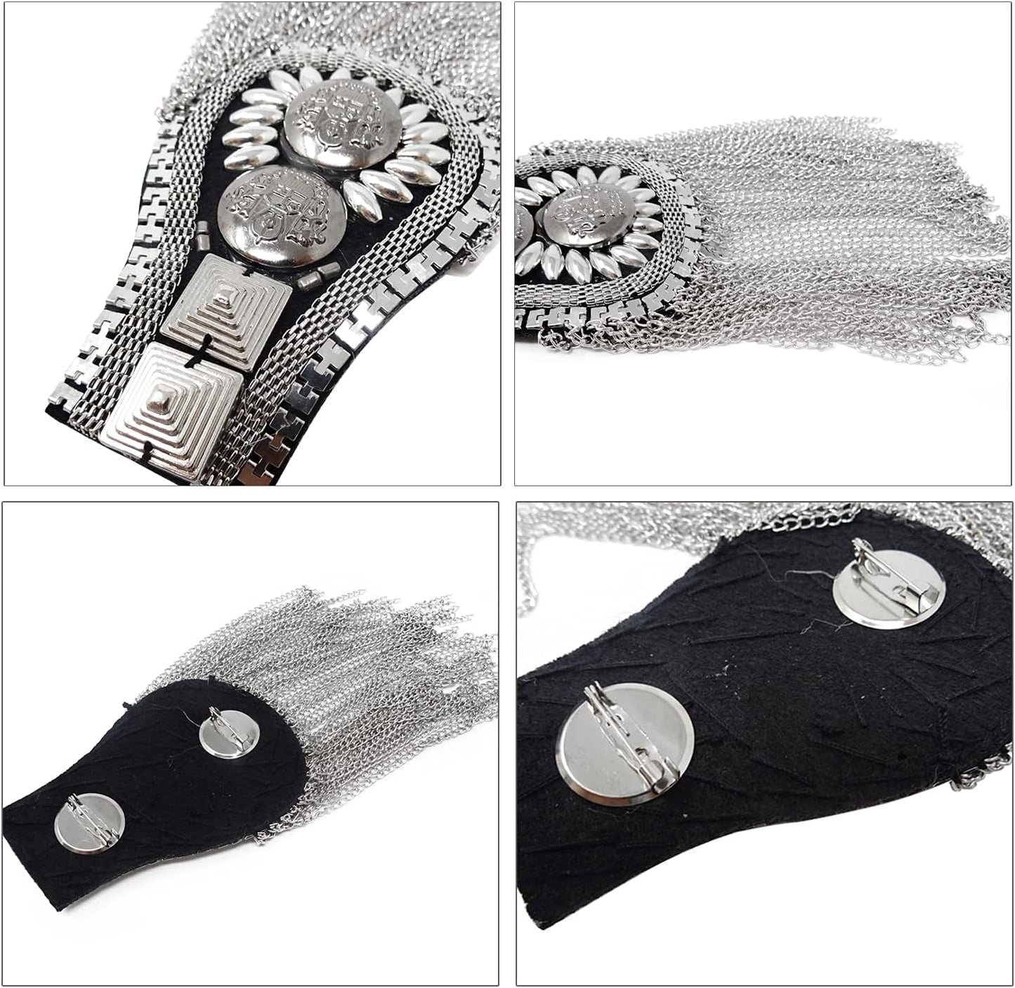 1 Pair of Metal Tassel Chain Shoulder Epaulets Shoulder Boards Badge Fixed with Pins for Men and Women