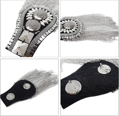 1 Pair of Metal Tassel Chain Shoulder Epaulets Shoulder Boards Badge Fixed with Pins for Men and Women