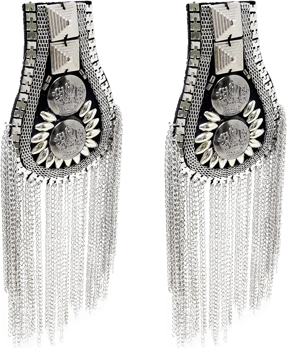 1 Pair of Metal Tassel Chain Shoulder Epaulets Shoulder Boards Badge Fixed with Pins for Men and Women - WORLD TIME VISITS