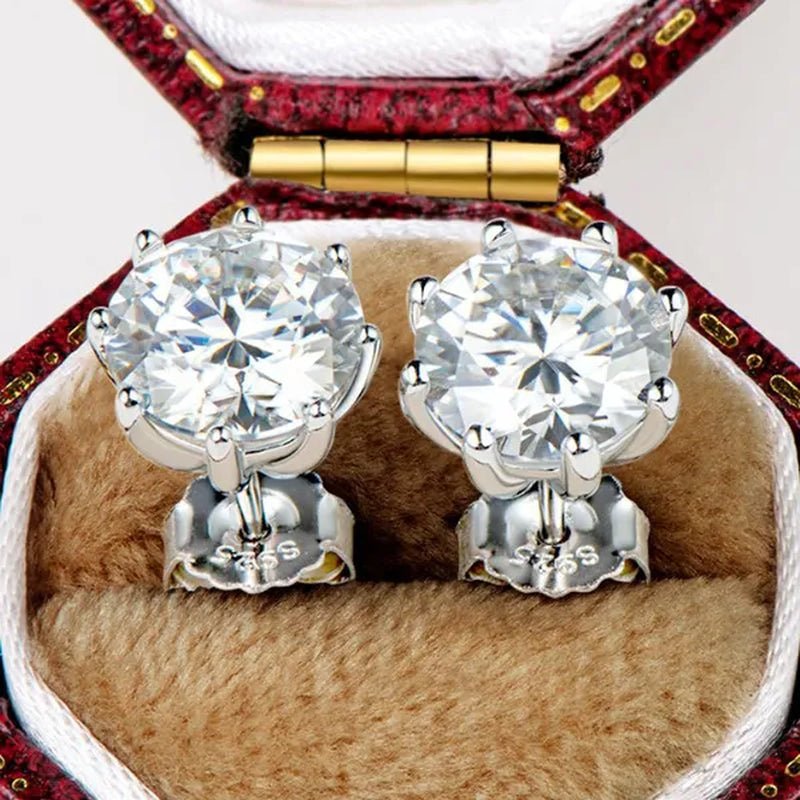 1 Pair Solitaire Diamond Stud Earrings for Women Bridal Wedding Moissanite Earrings