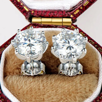 1 Pair Solitaire Diamond Stud Earrings for Women Bridal Wedding Moissanite Earrings