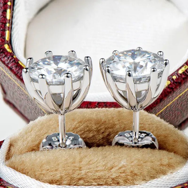 1 Pair Solitaire Diamond Stud Earrings for Women Bridal Wedding Moissanite Earrings