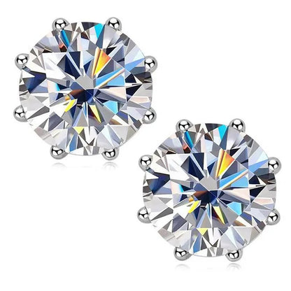 1 Pair Solitaire Diamond Stud Earrings for Women Bridal Wedding Moissanite Earrings - WORLD TIME VISITS
