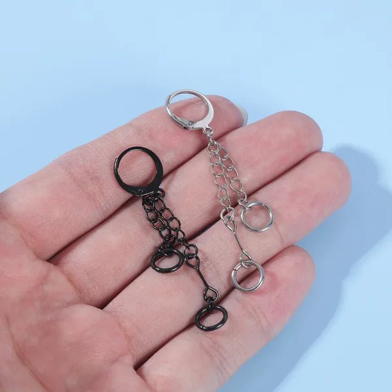1 Pair Stainless Steel Huggie Hinged Hoop Earrings Hoop Dangle Earrings for Women Men Silver Black - WORLD TIME VISITS