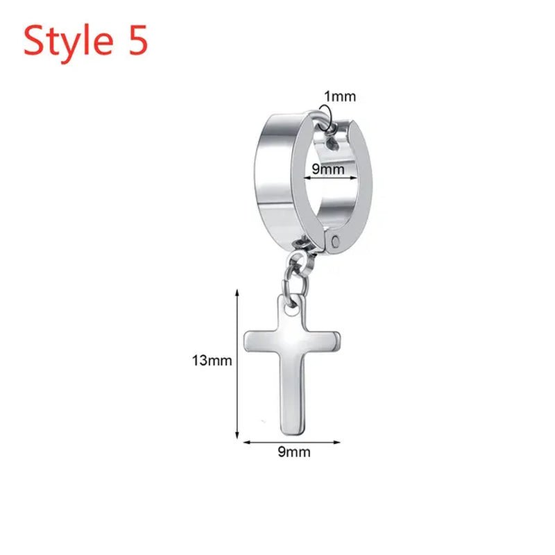 1 Pair Stainless Steel Huggie Hinged Hoop Earrings Hoop Dangle Earrings for Women Men Silver Black