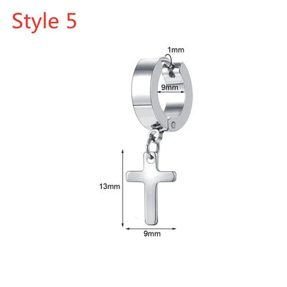 1 Pair Stainless Steel Huggie Hinged Hoop Earrings Hoop Dangle Earrings for Women Men Silver Black