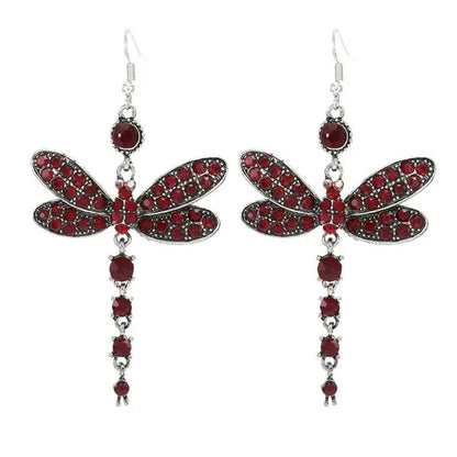 1 Pair Women'S Ethnic Style Tassel Dragonfly Earring Dragonfly Earrings with Tiny Rhinestones
