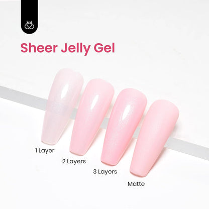 1 Pcs 15 ML Jelly Shimmer Glitter Gel Nail Polish Milky Sheer Baby Pink Nail Polish Art Manicure Spring Summer Colors Uv Gel Mother'S Day Gifts for Mom Girls Women