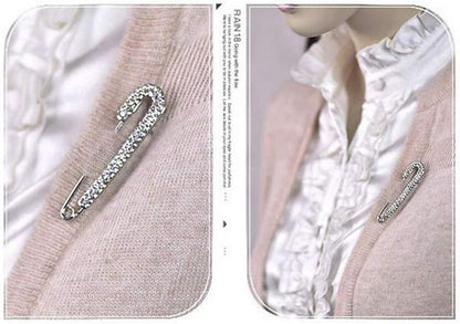 1 PCS 3 Inch Silver Rhinestone Inlaid Alloy Safety Brooch Pins Scarves Buckle Shawl Clip Jewelry Brooch DIY Accessories for Clothing Locking Ornament Fastening Embellish