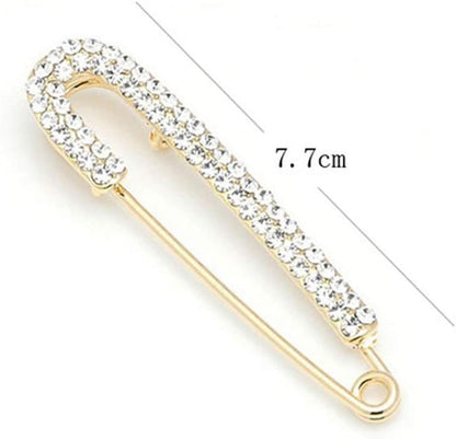 1 PCS 3 Inch Silver Rhinestone Inlaid Alloy Safety Brooch Pins Scarves Buckle Shawl Clip Jewelry Brooch DIY Accessories for Clothing Locking Ornament Fastening Embellish