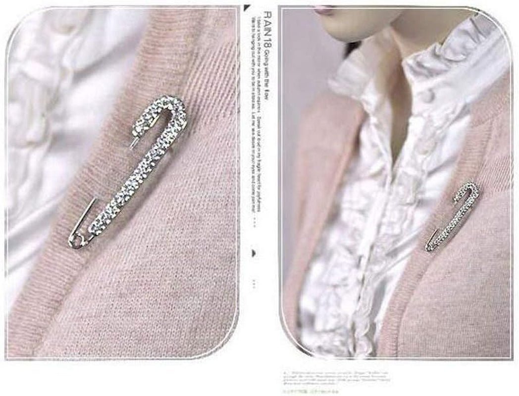 1 PCS 3 Inch Silver Rhinestone Inlaid Alloy Safety Brooch Pins Scarves Buckle Shawl Clip Jewelry Brooch DIY Accessories for Clothing Locking Ornament Fastening Embellish - WORLD TIME VISITS