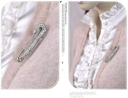 1 PCS 3 Inch Silver Rhinestone Inlaid Alloy Safety Brooch Pins Scarves Buckle Shawl Clip Jewelry Brooch DIY Accessories for Clothing Locking Ornament Fastening Embellish - WORLD TIME VISITS