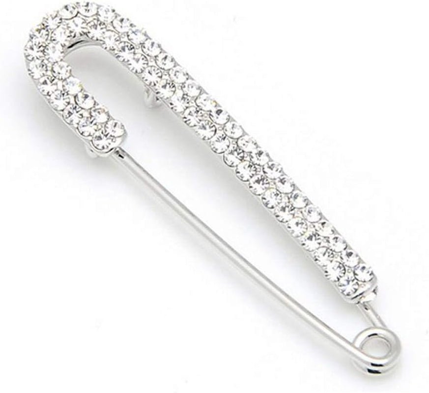 1 PCS 3 Inch Silver Rhinestone Inlaid Alloy Safety Brooch Pins Scarves Buckle Shawl Clip Jewelry Brooch DIY Accessories for Clothing Locking Ornament Fastening Embellish - WORLD TIME VISITS