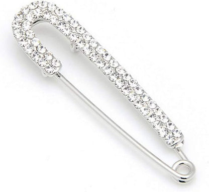 1 PCS 3 Inch Silver Rhinestone Inlaid Alloy Safety Brooch Pins Scarves Buckle Shawl Clip Jewelry Brooch DIY Accessories for Clothing Locking Ornament Fastening Embellish - WORLD TIME VISITS