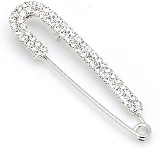 1 PCS 3 Inch Silver Rhinestone Inlaid Alloy Safety Brooch Pins Scarves Buckle Shawl Clip Jewelry Brooch DIY Accessories for Clothing Locking Ornament Fastening Embellish - WORLD TIME VISITS