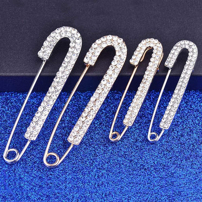 1 PCS 3 Inch Silver Rhinestone Inlaid Alloy Safety Brooch Pins Scarves Buckle Shawl Clip Jewelry Brooch DIY Accessories for Clothing Locking Ornament Fastening Embellish