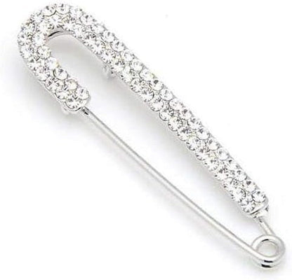 1 PCS 3 Inch Silver Rhinestone Inlaid Alloy Safety Brooch Pins Scarves Buckle Shawl Clip Jewelry Brooch DIY Accessories for Clothing Locking Ornament Fastening Embellish