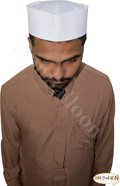 1 Pcs Kufi Koofi Kofi Topi Imam Cap Hat ian Plain White Prayer Muslim Islamic Mens Top Simple Stitch Design Fabric Skull Religious Ceremony Men Headwear Worship Soft Comfortable