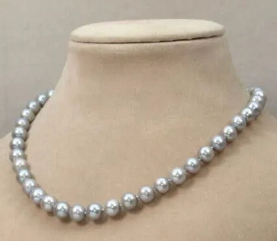 10-11mm natural Australian south sea gray pearl necklace