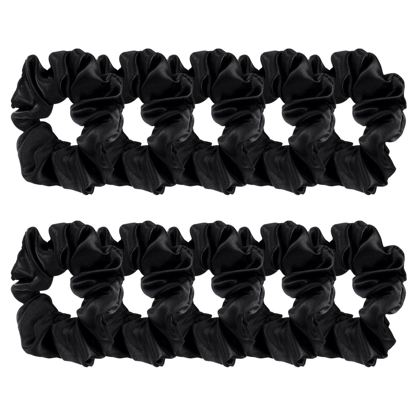 10 Pieces Satin Scrunchies Hair Ties Silky Small Elastic Hair Bobbles Ponytail Holders Curly Accessories for Women Girls Kids Adults(Black) - WORLD TIME VISITS