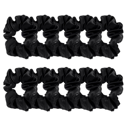 10 Pieces Satin Scrunchies Hair Ties Silky Small Elastic Hair Bobbles Ponytail Holders Curly Accessories for Women Girls Kids Adults(Black) - WORLD TIME VISITS