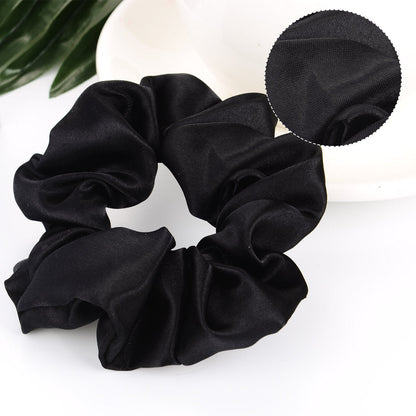 10 Pieces Satin Scrunchies Hair Ties Silky Small Elastic Hair Bobbles Ponytail Holders Curly Accessories for Women Girls Kids Adults(Black)