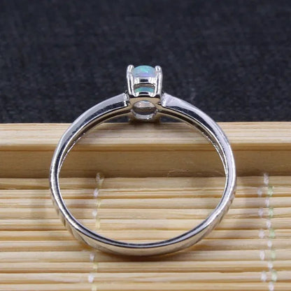 100% natural opal ring for engagement 4 mm * 6 mm brilliant opal silver ring real 925 sterling silver opal ring romantic gift