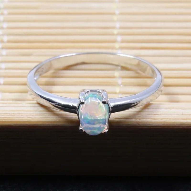 100% natural opal ring for engagement 4 mm * 6 mm brilliant opal silver ring real 925 sterling silver opal ring romantic gift - WORLD TIME VISITS