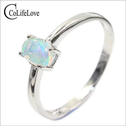 100% natural opal ring for engagement 4 mm * 6 mm brilliant opal silver ring real 925 sterling silver opal ring romantic gift - WORLD TIME VISITS