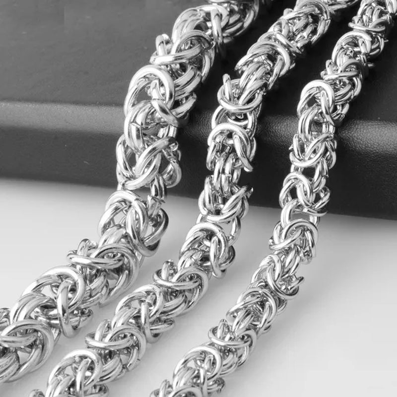 6/8/11Mm Men'S Jewelry Trendy Silver Stainless Steel Byzantine Chain Necklace Link Chain Necklace 16"-40" Bracelet 7"-11"
