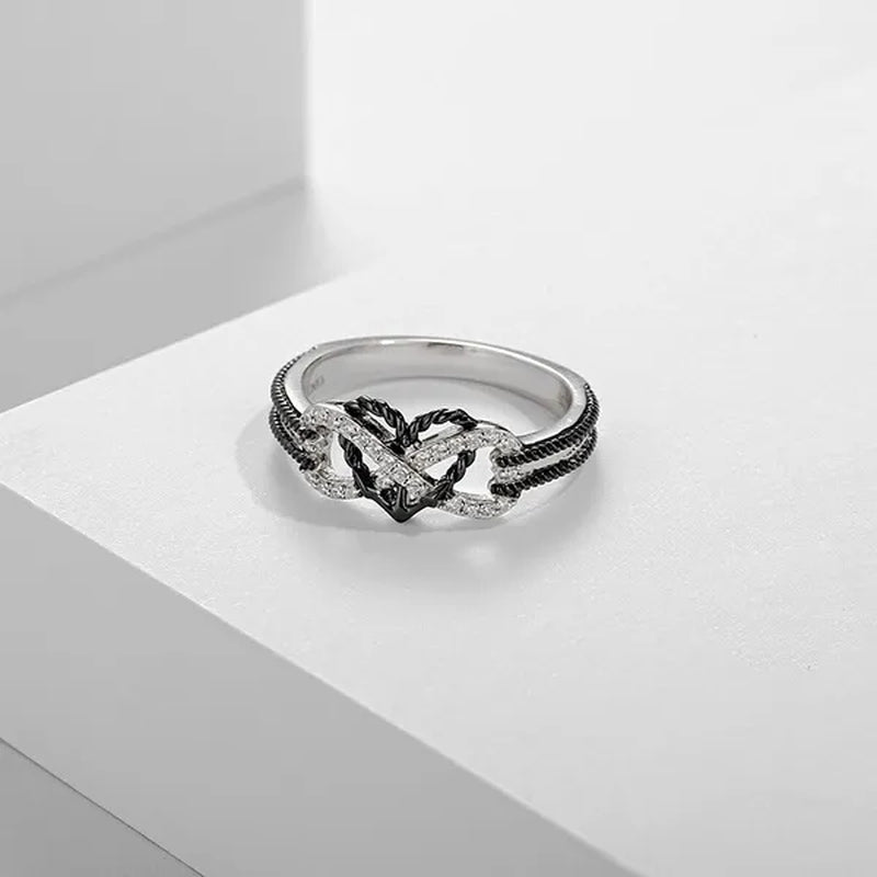 Delysia KingHigh-quality exquisite two-color rose gold/black filled ring female natural ring bride princess wedding engagement heart ring