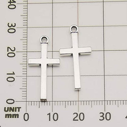 100Pcs 13X27Mm Silver Small Cross Charms Pendants Beads for Jewelry Making Crafting Findings Accessory for DIY Necklace Bracelet (7916)
