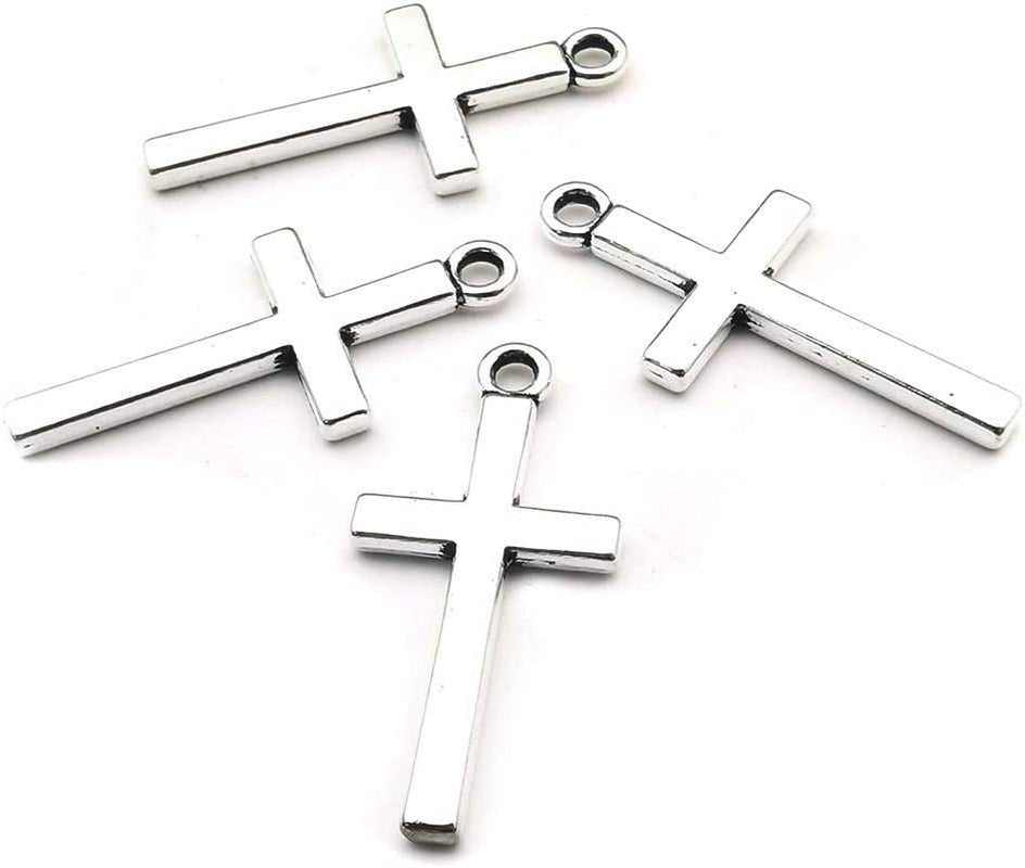 100Pcs 13X27Mm Silver Small Cross Charms Pendants Beads for Jewelry Making Crafting Findings Accessory for DIY Necklace Bracelet (7916) - WORLD TIME VISITS