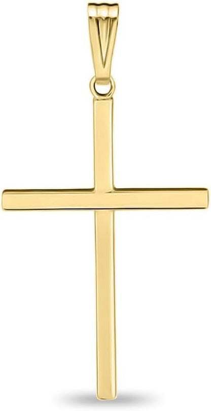 Cross Crucifix Religious Pendant, 1/20 14K Yellow Gold, 1.33 Inch Length, Solid Metal, Unisex, Made in USA - WORLD TIME VISITS