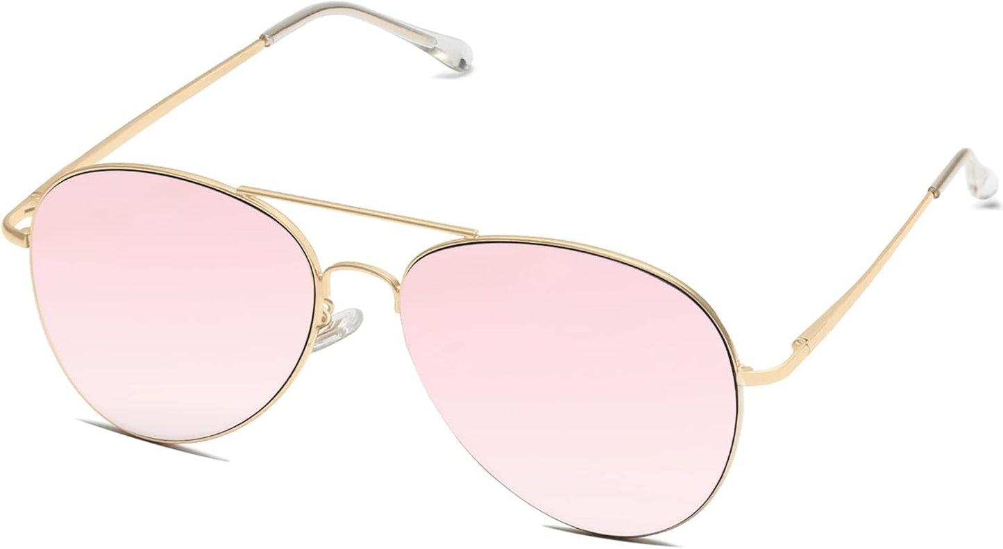 Classic Aviator Sunglasses for Women Men Metal Spring Hinges SJ1030