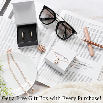 18K White Gold Plated Birthstone Necklaces for Women, Silver Necklace for Women, White Gold Pendant Necklace with round Cut Solitaire Crystals, Fashion Jewelry for Women